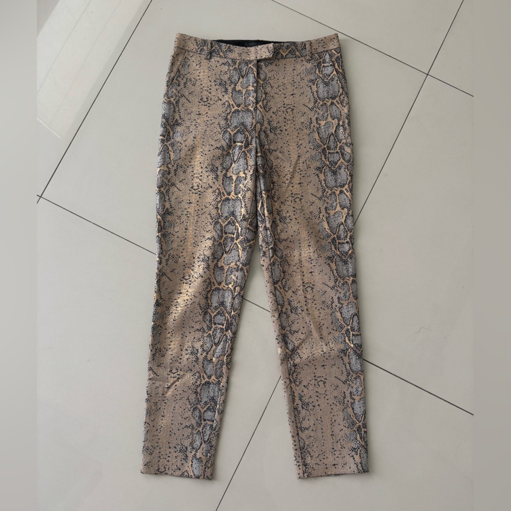 Topshop Metallic Snake Patterned Trousers Cigarette Pants